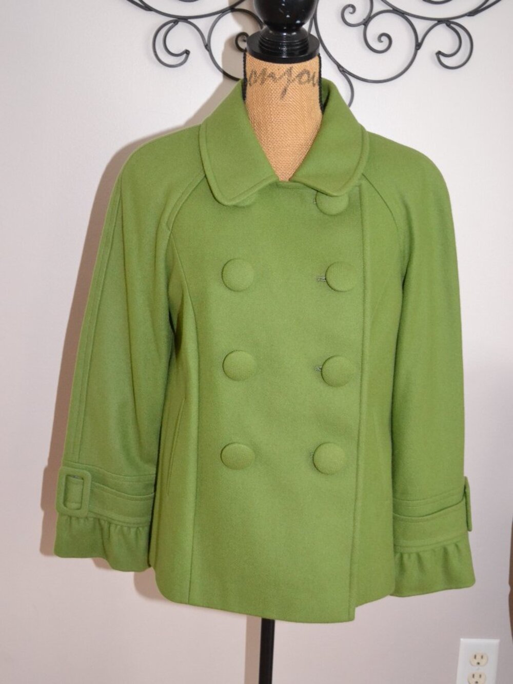 Antonio Melani Chartruese Green Wool blend Cuff detail Double breasted jacket, - Picture 2 of 11